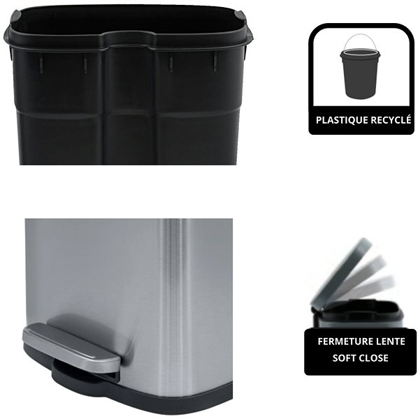 Rubbish Bin Spirella pedal bin Akira, brushed stainless steel, 5 l ...