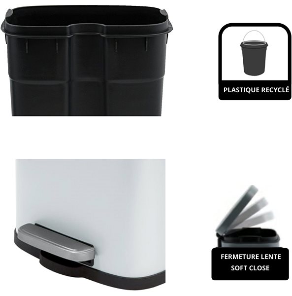 Rubbish Bin Spirella pedal bin Akira, matt white, steel, 5 l ...