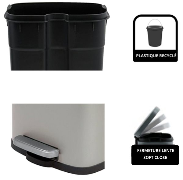 Mülleimer Spirella Treteimer Akira, matt grau-braun, Stahl, 5 l ...