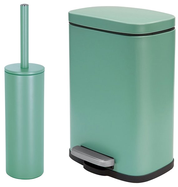 Rubbish Bin Spirella pedal bin Akira, matt green, steel, 5 l ...