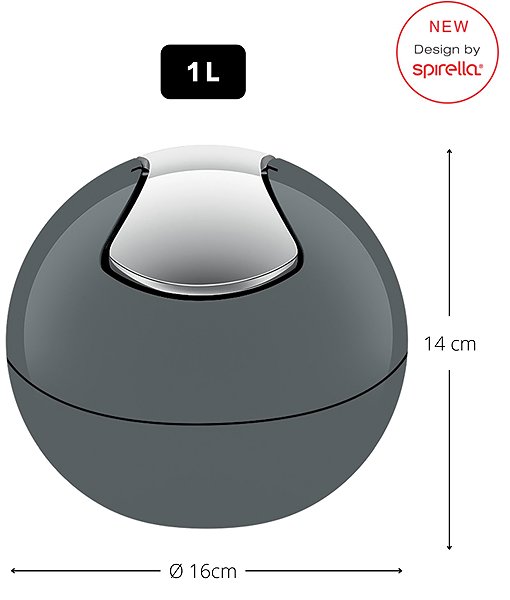 Rubbish Bin Spirella Mini Dumpster Bowl, grey, plastic, 1 l ...