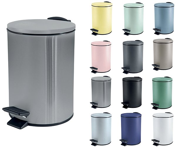 Rubbish Bin Spirella pedal bin Adelar, brushed stainless steel, 3 l ...