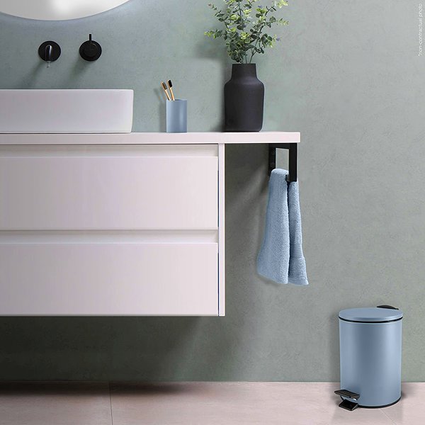Rubbish Bin Spirella pedal bin Adelar, matt fog blue, steel, 3 l ...