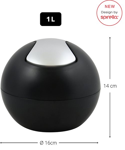 Rubbish Bin Spirella Mini Dumpster Bowl Matt, matt black, plastic, 1 l ...