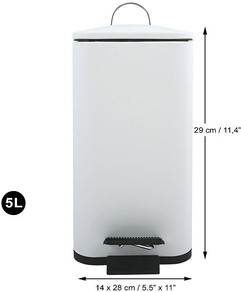 Rubbish Bin Spirella pedal bin Erik, matt white, steel, 5 l ...