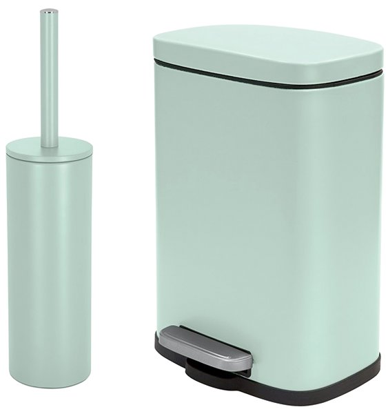 Rubbish Bin Spirella pedal bin Akira, matt ice green, steel, 5 l ...