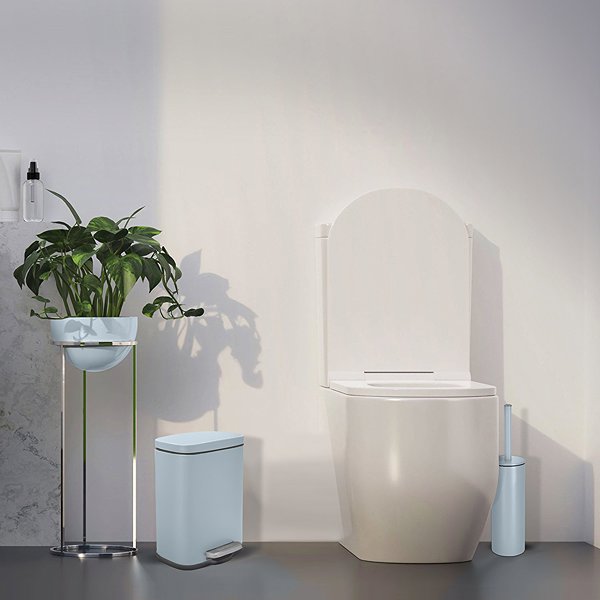 Rubbish Bin Spirella pedal bin Akira, matt ice blue, steel, 5 l ...