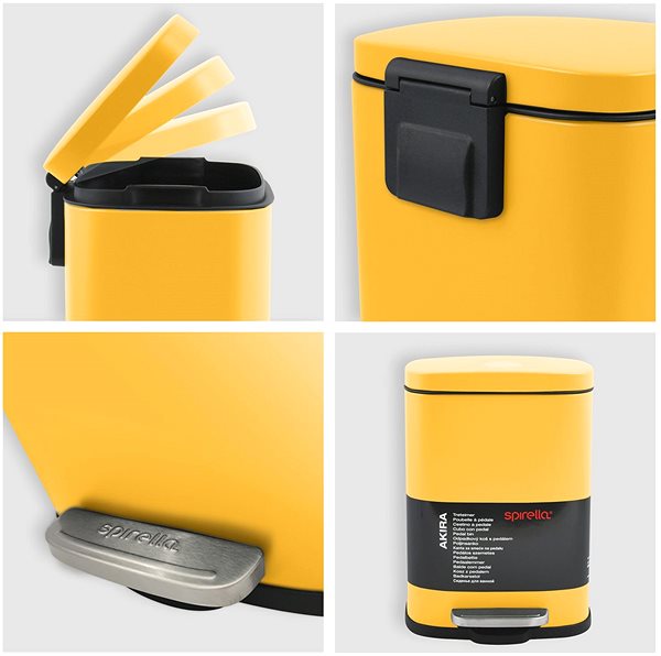 Rubbish Bin Spirella pedal bin Akira, matt saffron yellow, steel, 5 l ...