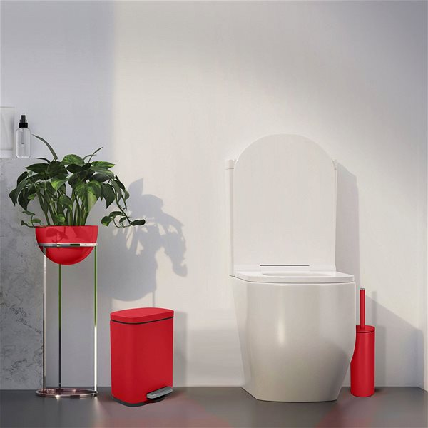 Rubbish Bin Spirella pedal bin Akira, matt red, steel, 5 l ...