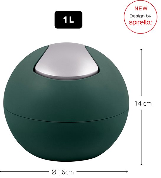 Rubbish Bin Spirella Mini Dumpster Bowl Matt, matt dark green, plastic, 1 l ...