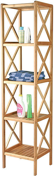 Shelving Unit MSV Bamboo shelf Regie, 5 shelves, 153 cm ...