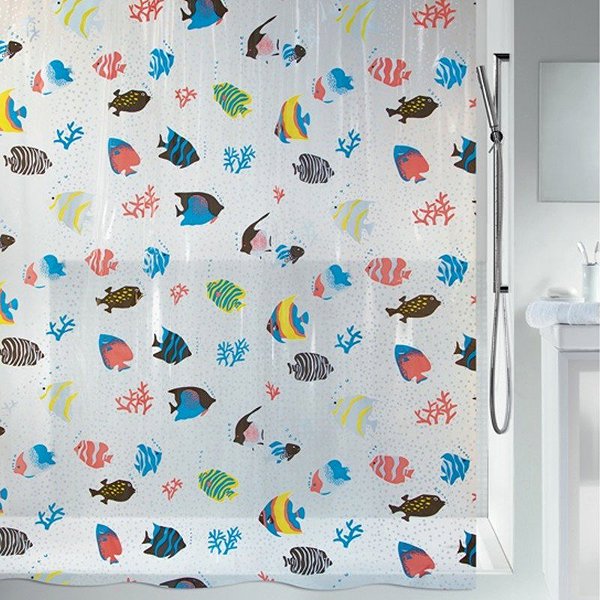 Sprchový záves Spirella sprchový záves FISH, motív rybičky, číry, 180 × 200 cm, PEVA ...