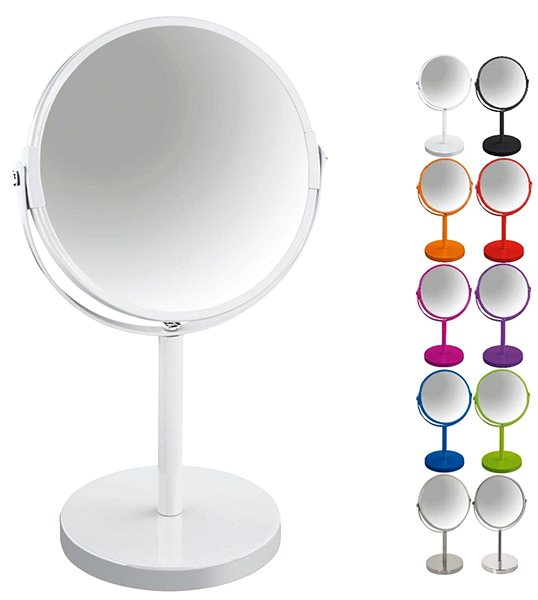 Spirella Sydney cosmetic magnifying mirror, white steel, with stand.