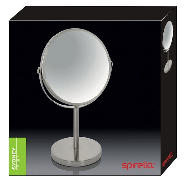 Spirella Sydney cosmetic magnifying mirror, white steel, with stand.