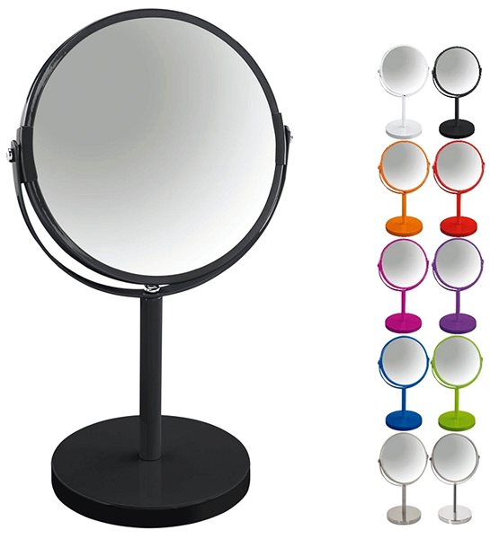 Cosmetic mirror Spirella Sydney magnifying cosmetic mirror, black steel, with stand.