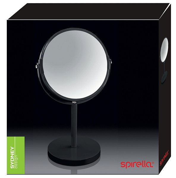 Cosmetic mirror Spirella Sydney magnifying cosmetic mirror, black steel, with stand.
