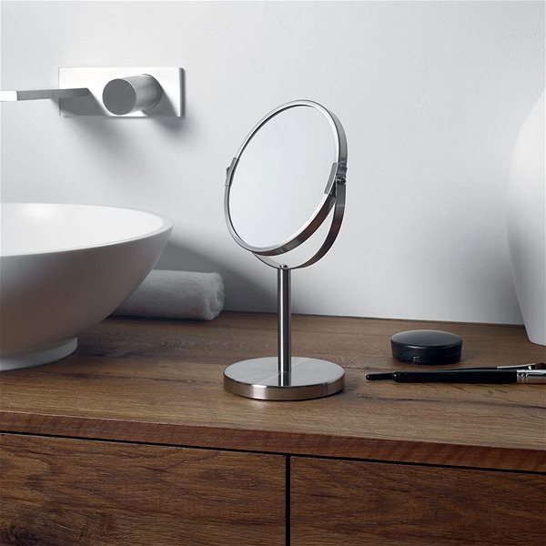 Makeup Mirror Spirella cosmetic magnifying mirror Sydney, brushed stainless steel, with stand ...