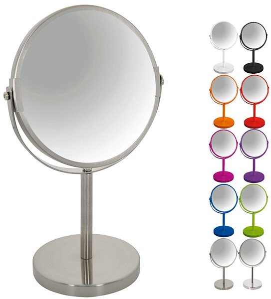 Makeup Mirror Spirella cosmetic magnifying mirror Sydney, brushed stainless steel, with stand ...