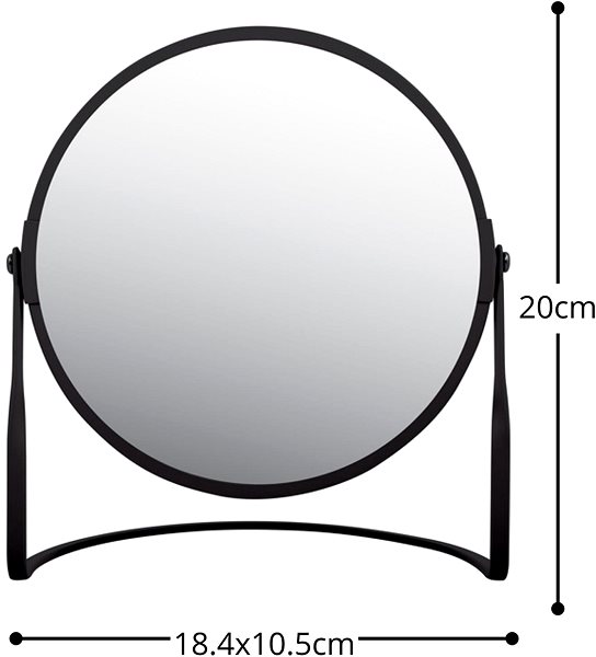 Spirella Akira Matt Black Steel Magnifying Cosmetic Mirror.