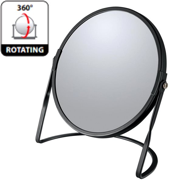 Spirella Akira Matt Black Steel Magnifying Cosmetic Mirror.