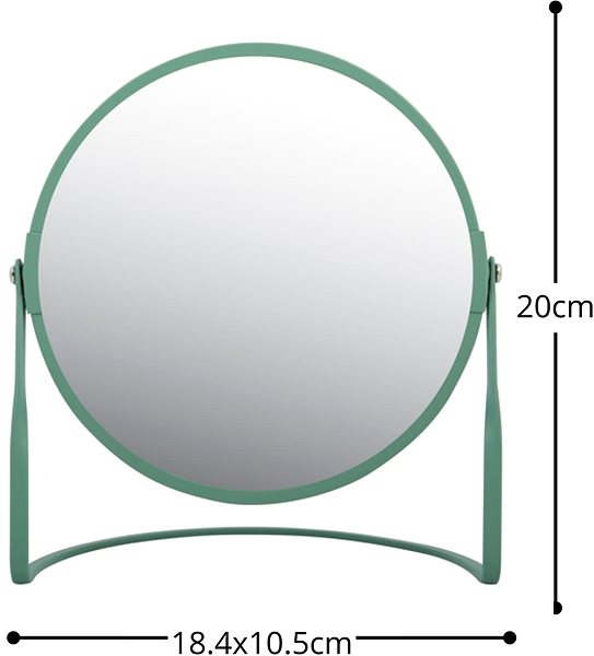 Spirella Akira matt green steel magnifying cosmetic mirror.