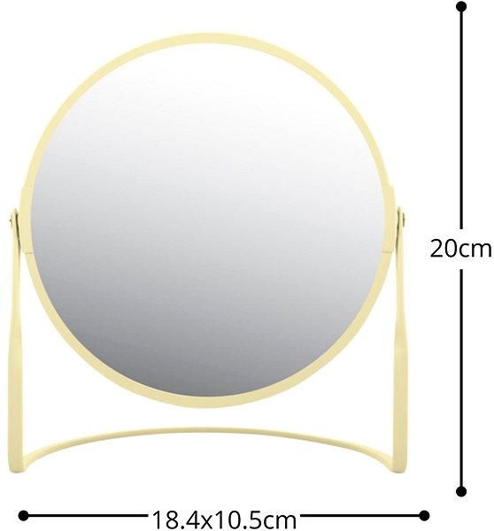 Spirella Akira matt yellow steel magnifying cosmetic mirror.