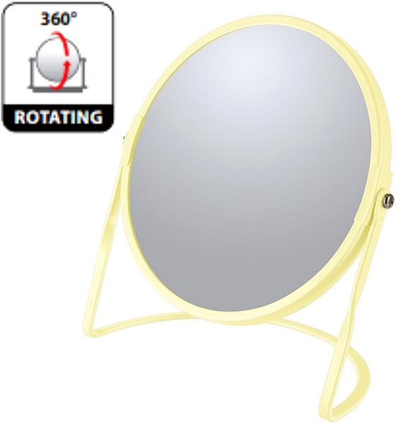 Spirella Akira matt yellow steel magnifying cosmetic mirror.