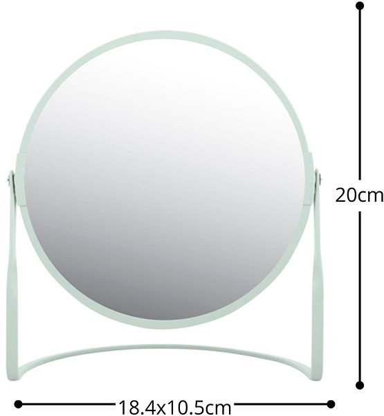 Spirella Akira magnifying cosmetic mirror, matte ice green, steel.