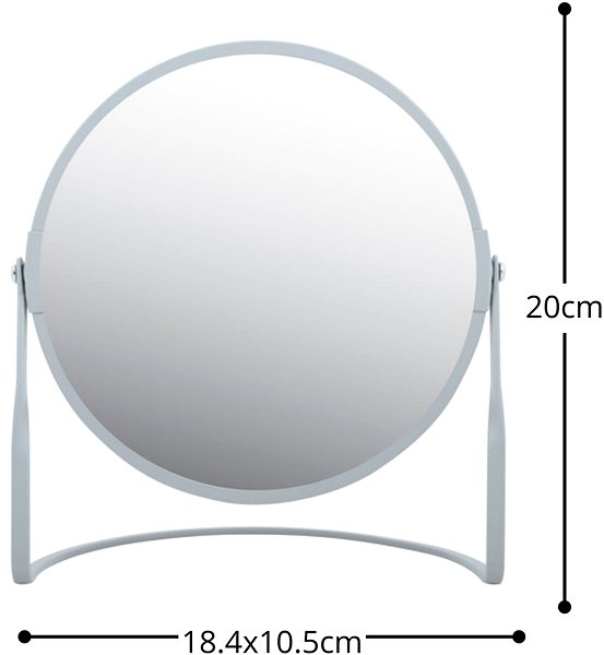 Spirella Akira magnifying cosmetic mirror in matt ice blue steel.