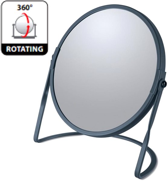 Spirella Akira Magnifying Cosmetic Mirror, Matt Petrol, Steel.