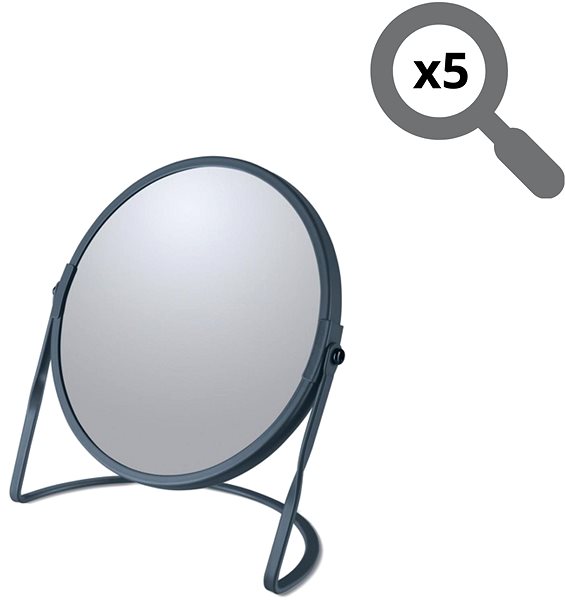 Spirella Akira Magnifying Cosmetic Mirror, Matt Petrol, Steel.