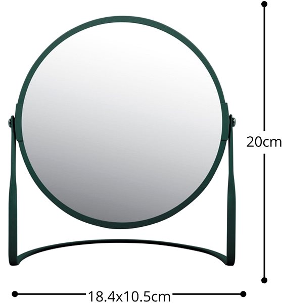 Spirella Akira magnifying cosmetic mirror, matt dark green, steel.