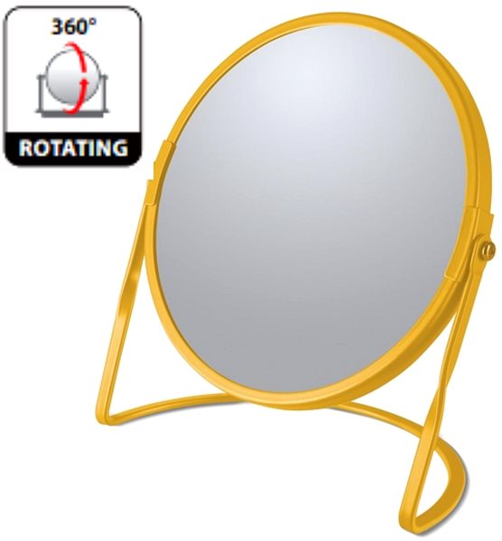 Spirella Akira magnifying cosmetic mirror, matte saffron yellow, steel.