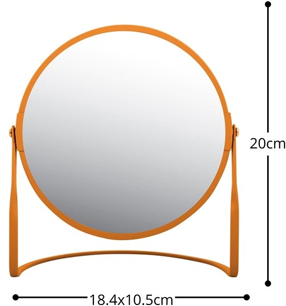 Spirella Akira magnifying cosmetic mirror, matt orange, steel.