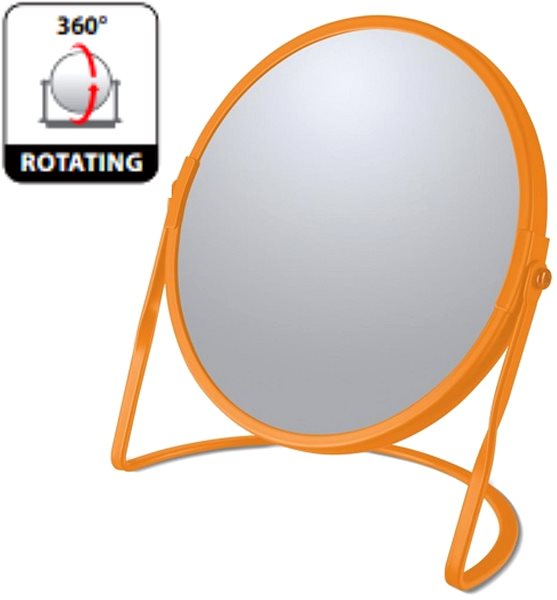 Spirella Akira magnifying cosmetic mirror, matt orange, steel.