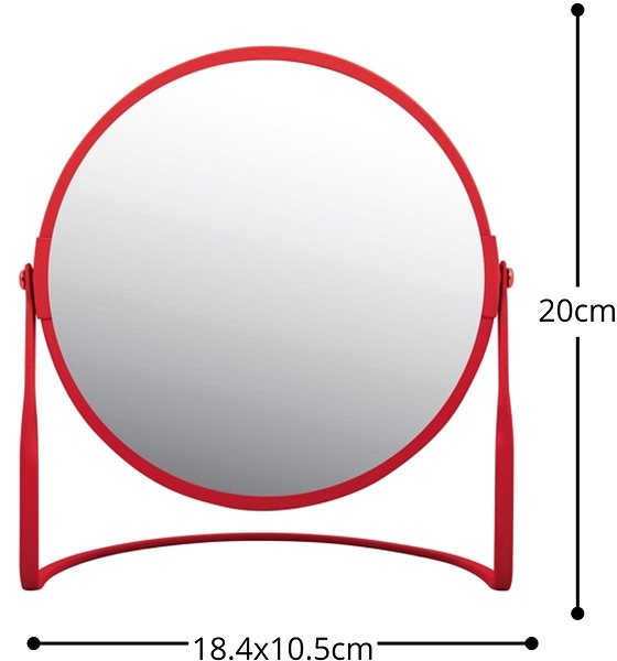 Spirella Akira magnifying cosmetic mirror, matte red, steel.