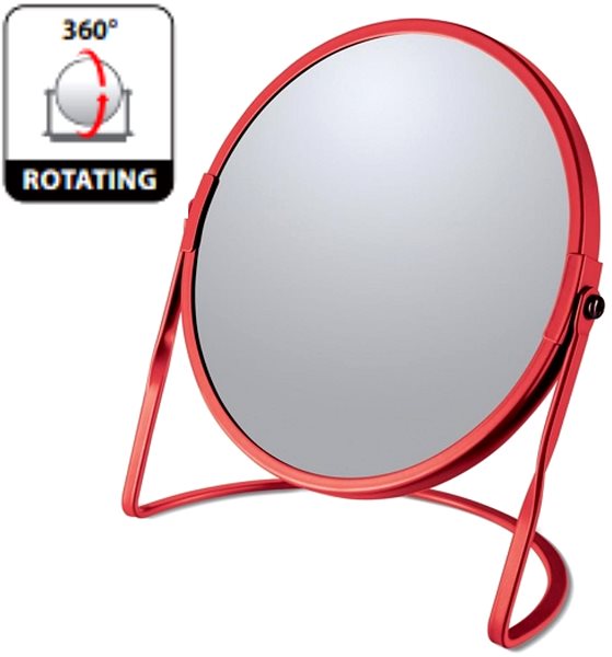 Spirella Akira magnifying cosmetic mirror, matte red, steel.