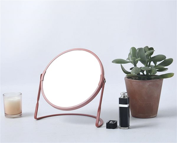 Spirella Akira cosmetic magnifying mirror, matt terracotta, steel.