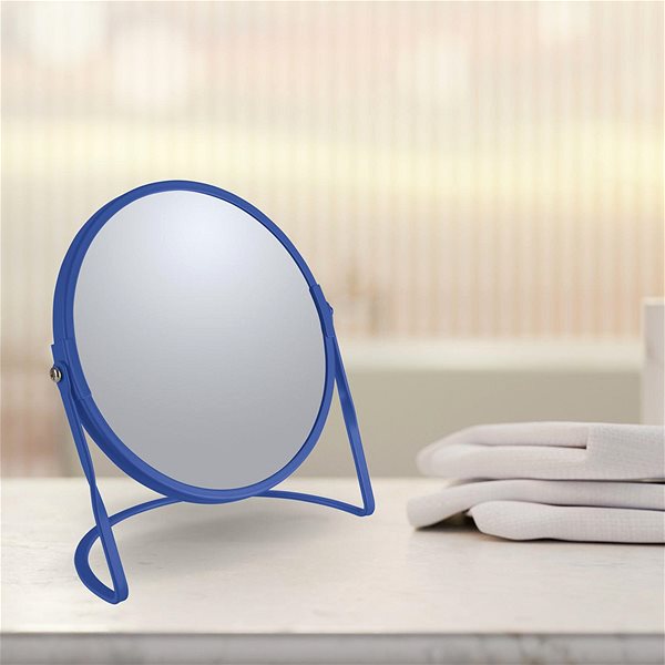 Spirella Akira cosmetic magnifying mirror, royal blue, steel.