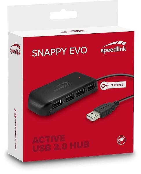 USB Hub Speedlink SNAPPY EVO USB Hub, 7-Port, USB 2.0, Active, Black Packaging/box