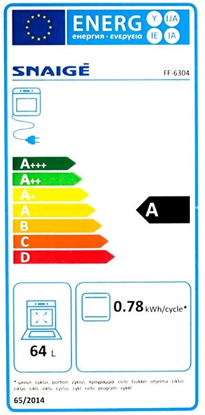 Kitchen Stove Snaige FF-6304 Energy label