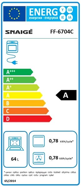 Kitchen Stove Snaige FF-6704C Energy label