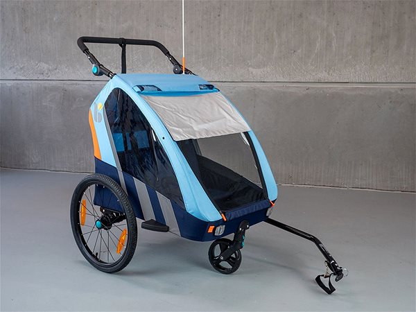Detský vozík za bicykel Trailblazer detský kombinovaný vozík za bicykel + kočík pre 2 deti – modrý ...