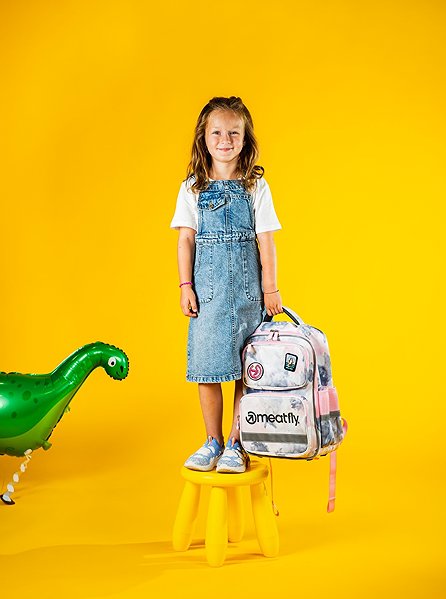 School Backpack Meatfly Max Clouds Pink .
