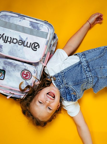 School Backpack Meatfly Max Clouds Pink .
