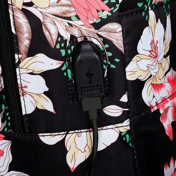 Backpack MG Bcross backpack with built-in USB cable 20 l, pink flowers .