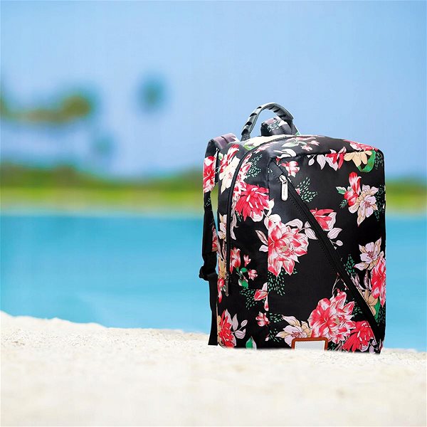 Backpack MG Bcross backpack with built-in USB cable 20 l, pink flowers .
