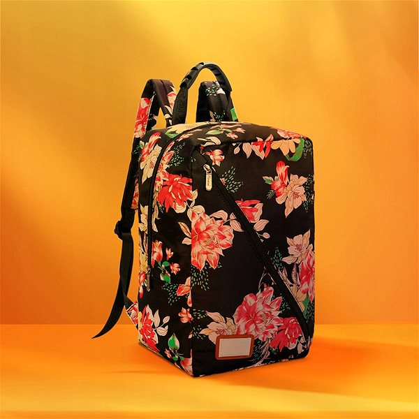 Backpack MG Bcross backpack with built-in USB cable 20 l, pink flowers .