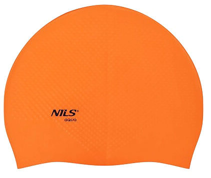 Swimming cap NILS Aqua Silicone cap NQC Dots orange .