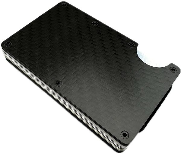 Peňaženka Daklos Karbónová RFID Mini peňaženka pre AirTag Carbon s klipom – čierna ...